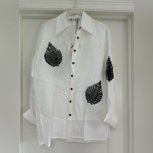 Zara white linen button up Blouse